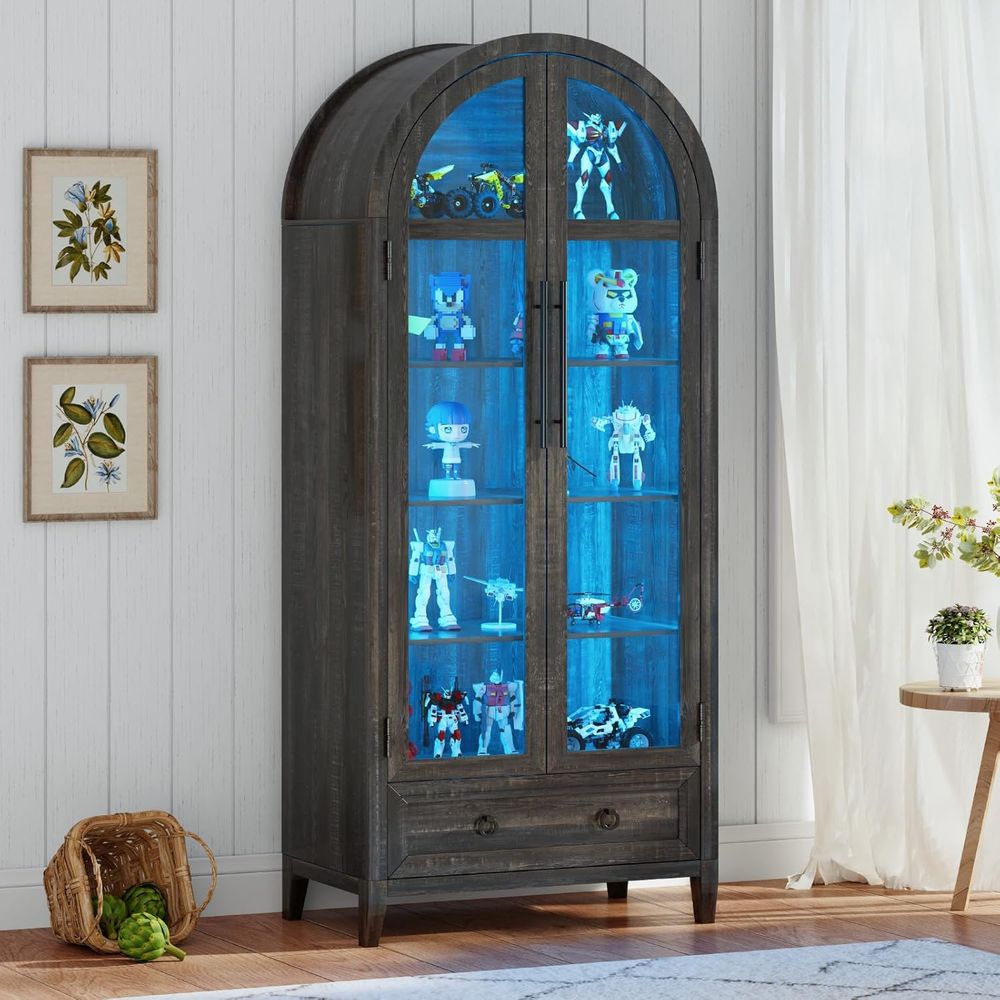 Glass Cabinet Display - 73 glazen vitrinekast met gebogen glas,