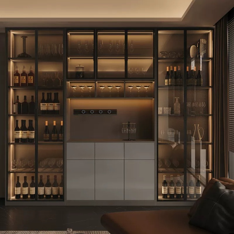 Glass Cabinet Display - Lichte luxe Italiaanse eettafel wijnkast moderne