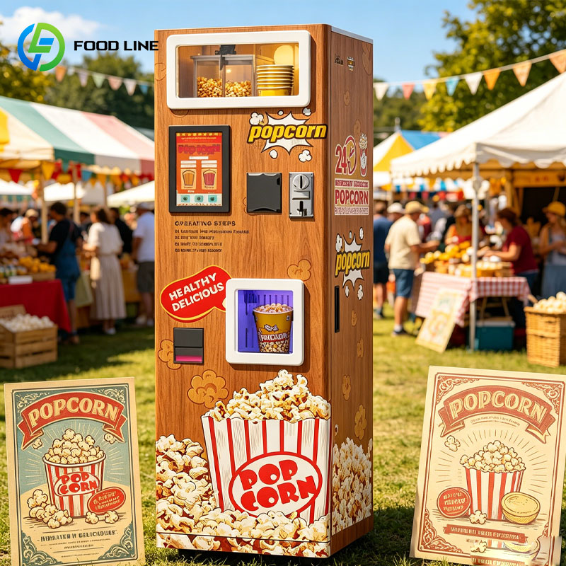 Popcorn Vending Machine - Popcorn-automaat, commerciële slimme selfservice snackkiosk, muntbediende