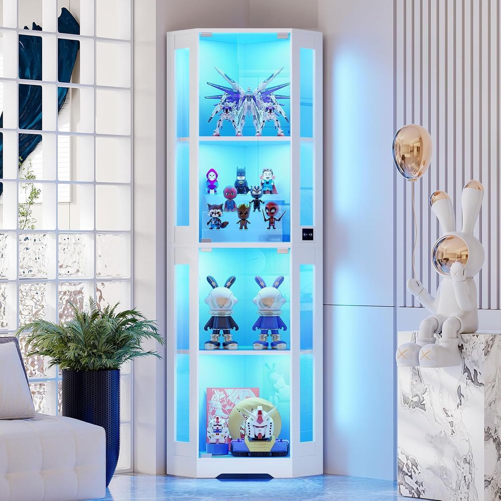 Glass Cabinet Display - 65 inch glazen vitrinekast met LED-verlichting,