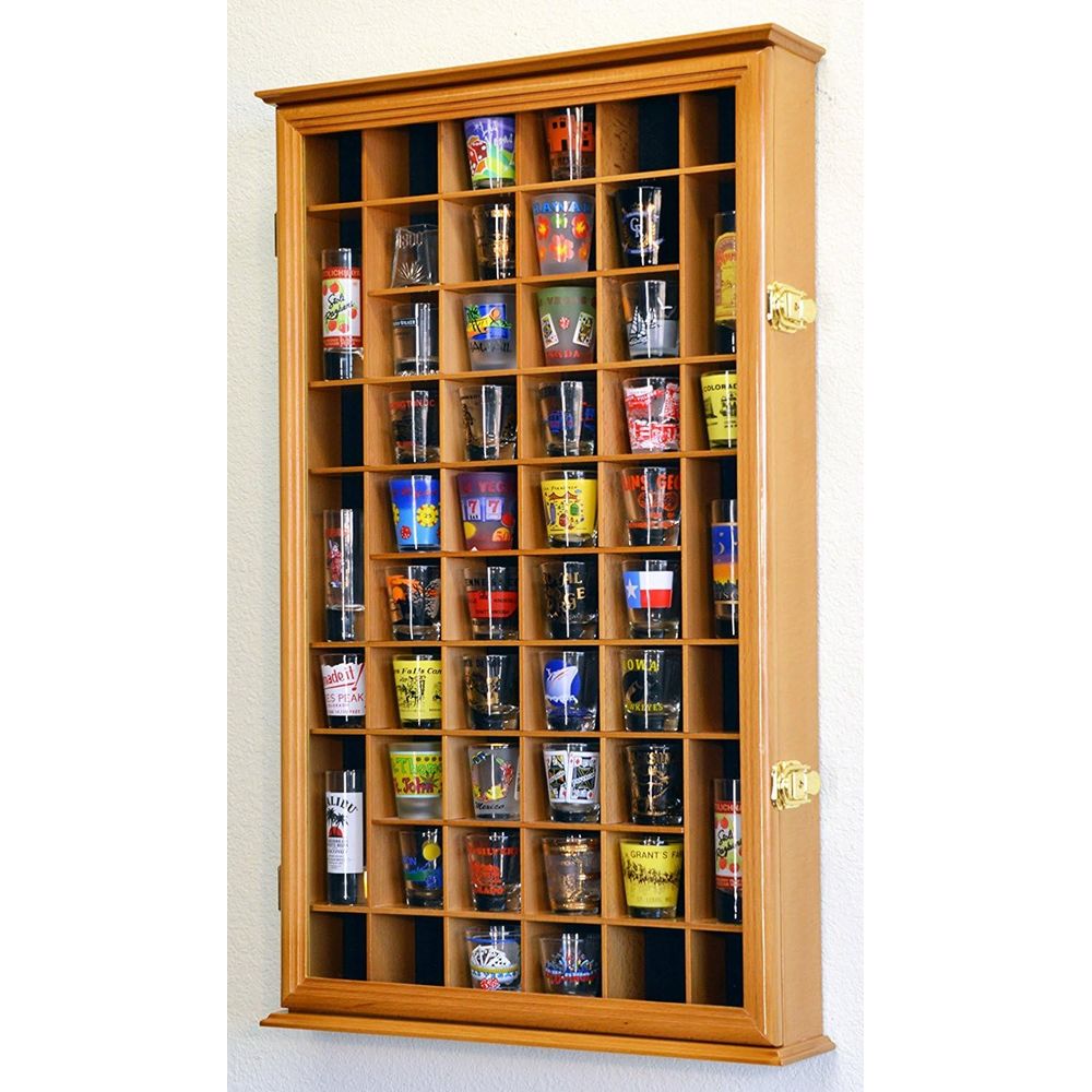 Glass Cabinet Display - 54 Shotglaasjes Displaykast Wandrek met UV-bescherming