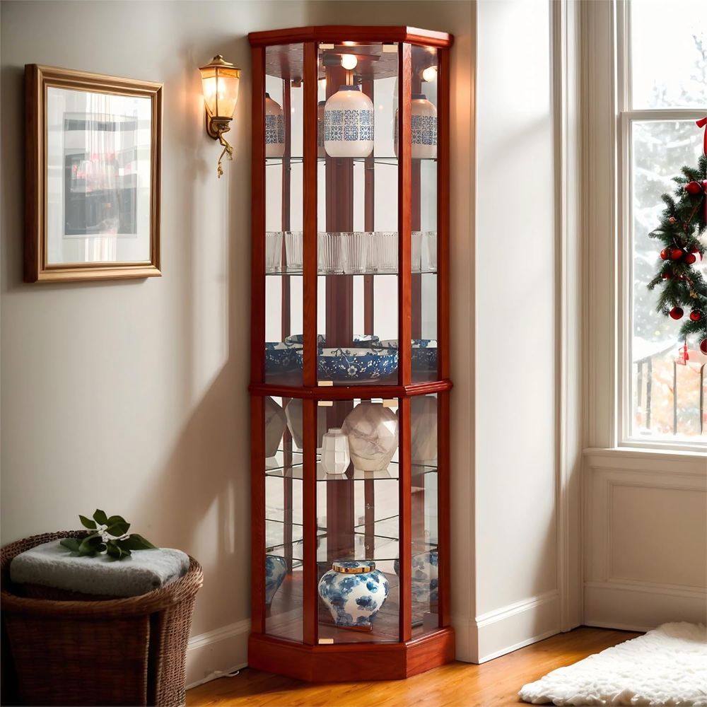 Glass Cabinet Display - 70 inch hoge verlichte glazen vitrinekast,