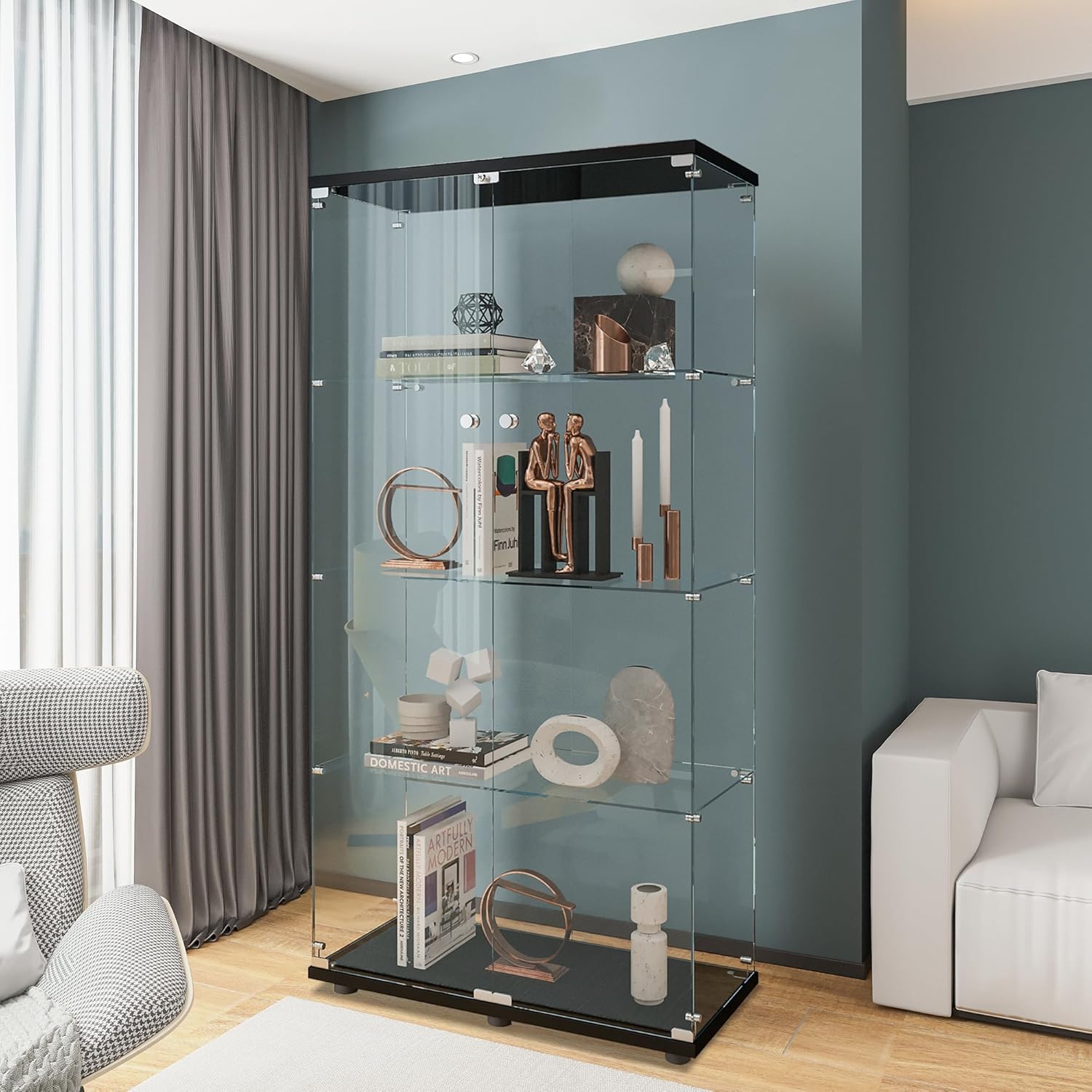 Glass Cabinet Display - Glazen vitrinekast met 4 planken, 2