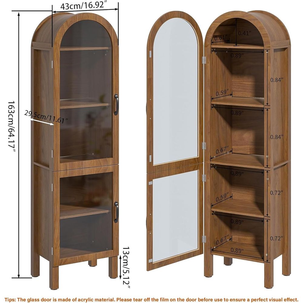 64,17 cm hoge gebogen vitrinek - Glass Cabinet Display recensie en prijs
