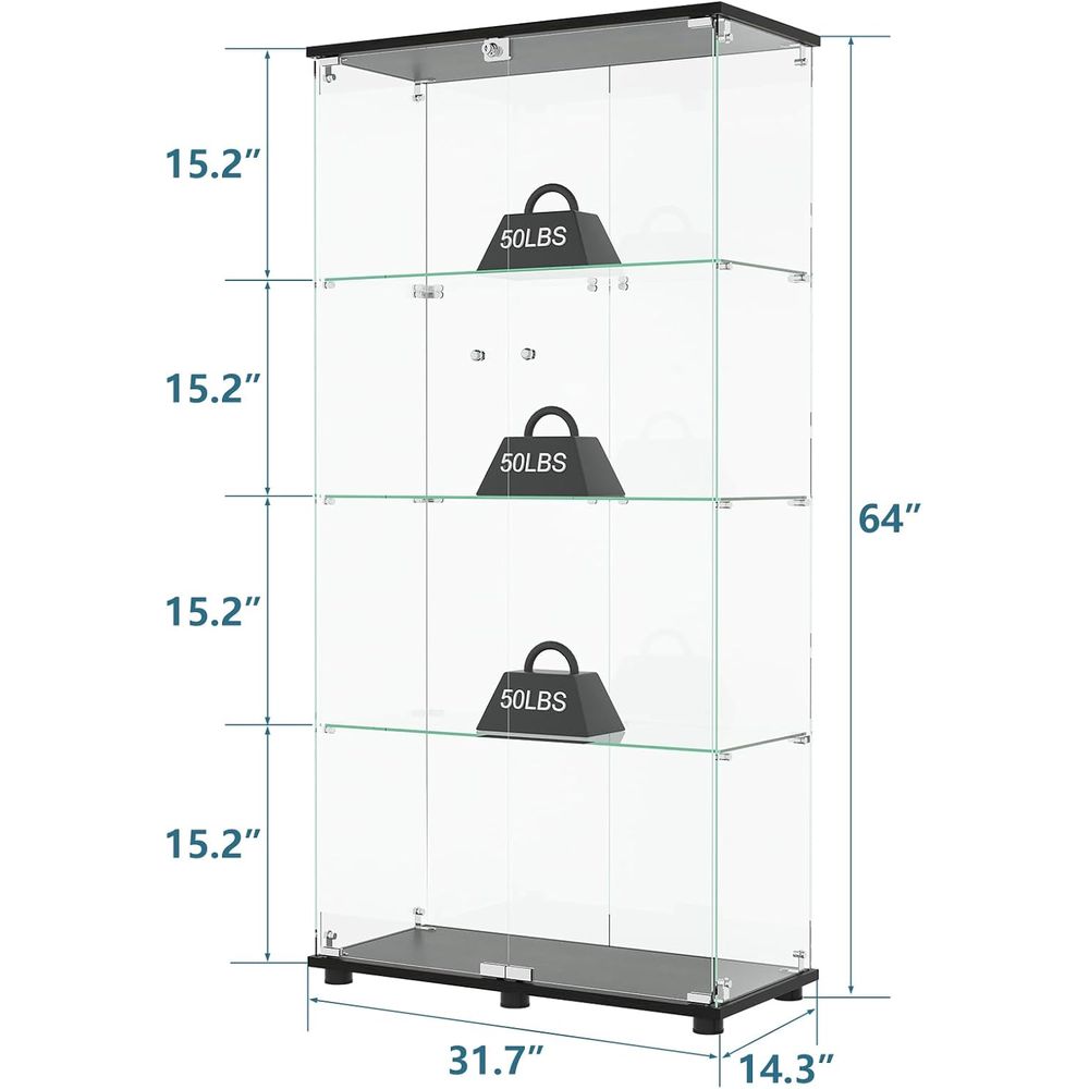 Glazen vitrinekast met 4 plank - Glass Cabinet Display recensie en prijs