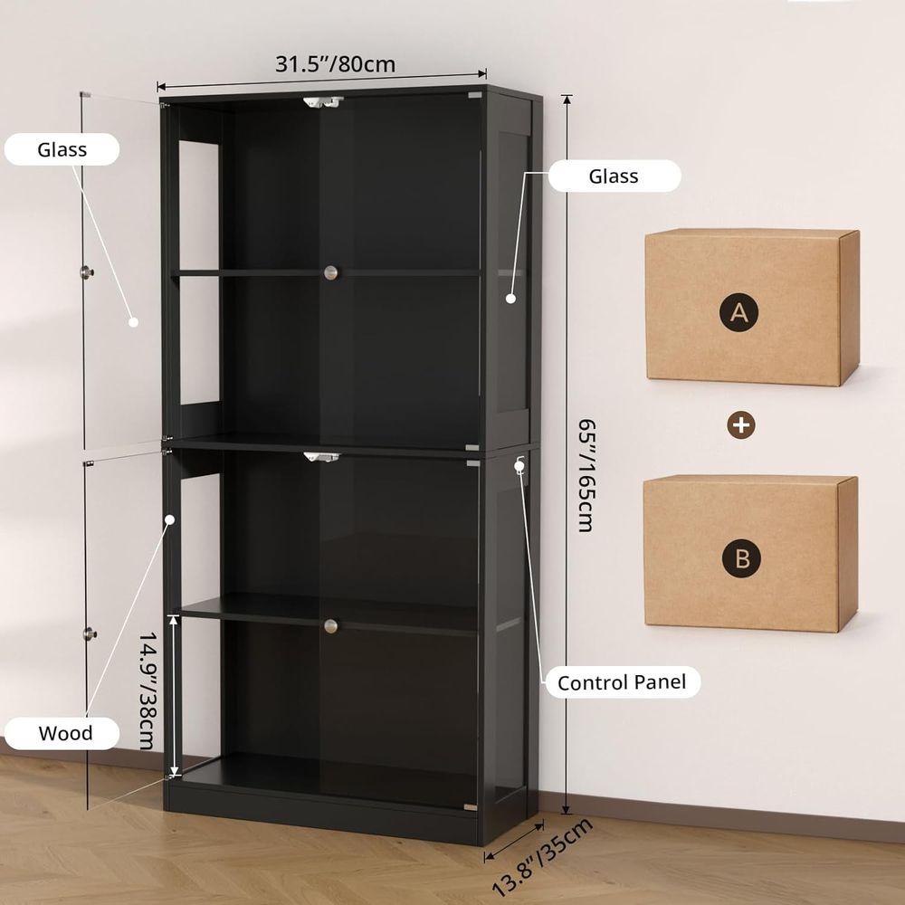 65 glazen vitrinekast, 4-laags - Glass Cabinet Display recensie en prijs