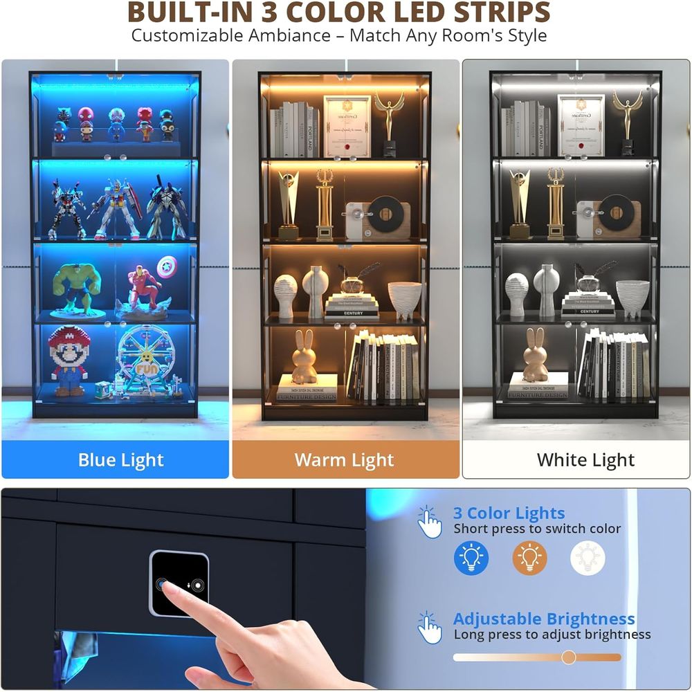 65 glazen vitrinekast, 4-laags - Glass Cabinet Display recensie en prijs