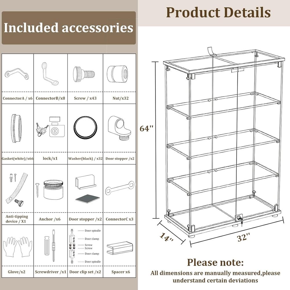 Vitrinekast van gehard glas, 4 - Glass Cabinet Display recensie en prijs