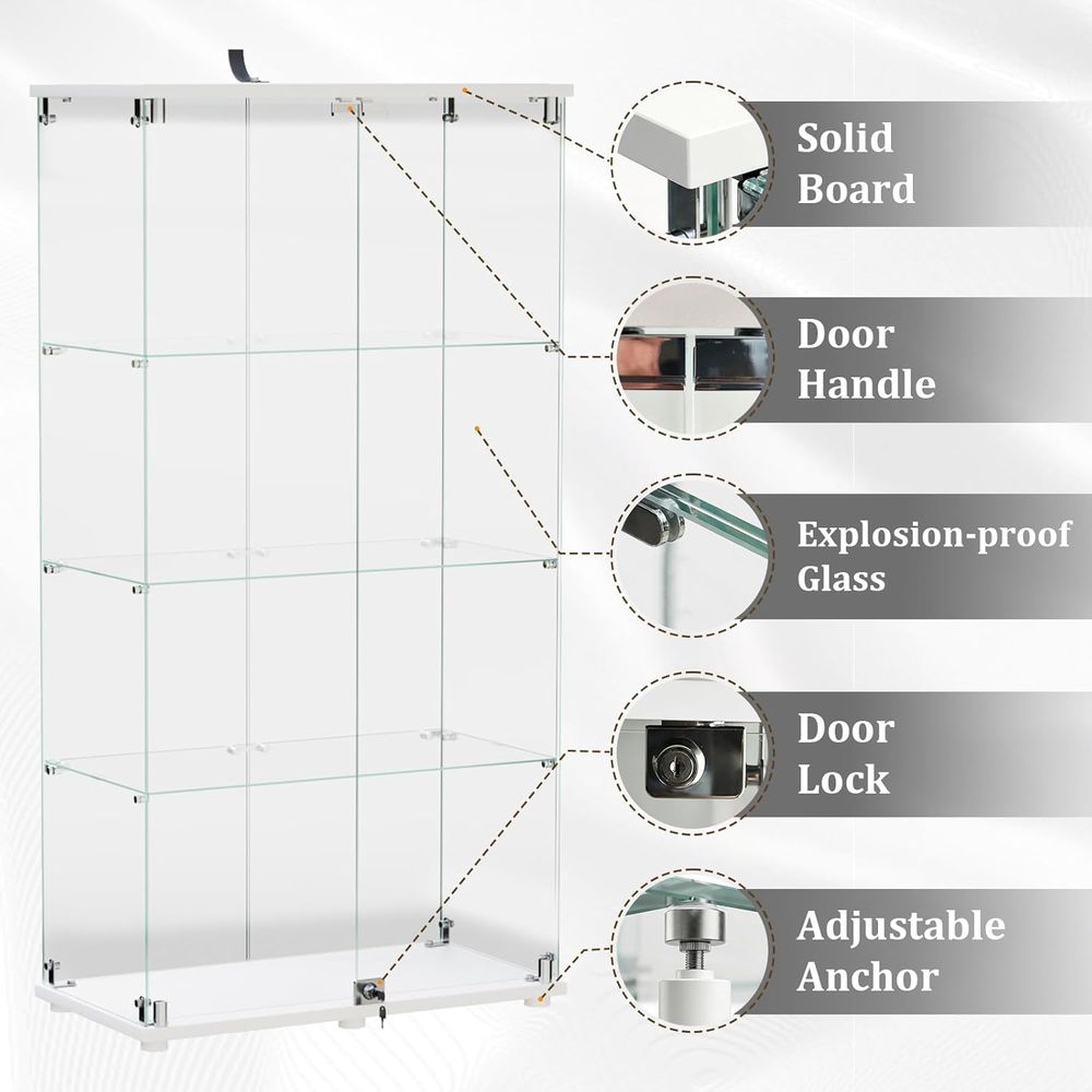 Vitrinekast van gehard glas, 4 - Glass Cabinet Display recensie en prijs