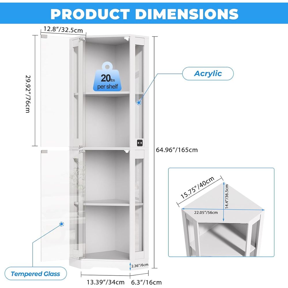 65 inch glazen vitrinekast met - Glass Cabinet Display recensie en prijs