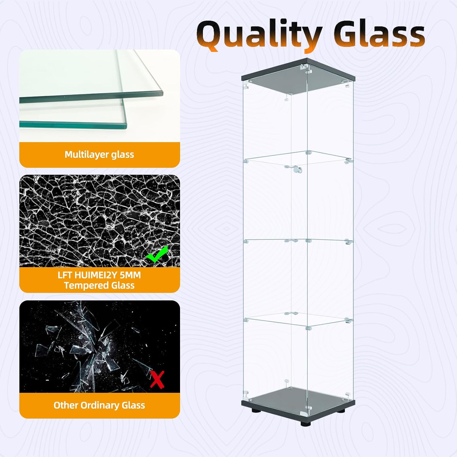 Glazen vitrinekast met slot, 4 - Glass Cabinet Display recensie en prijs