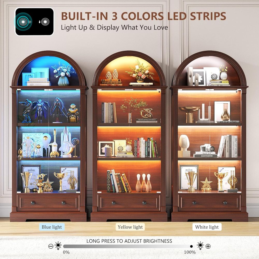 Curiokast met glazen deuren en - Glass Cabinet Display recensie en prijs