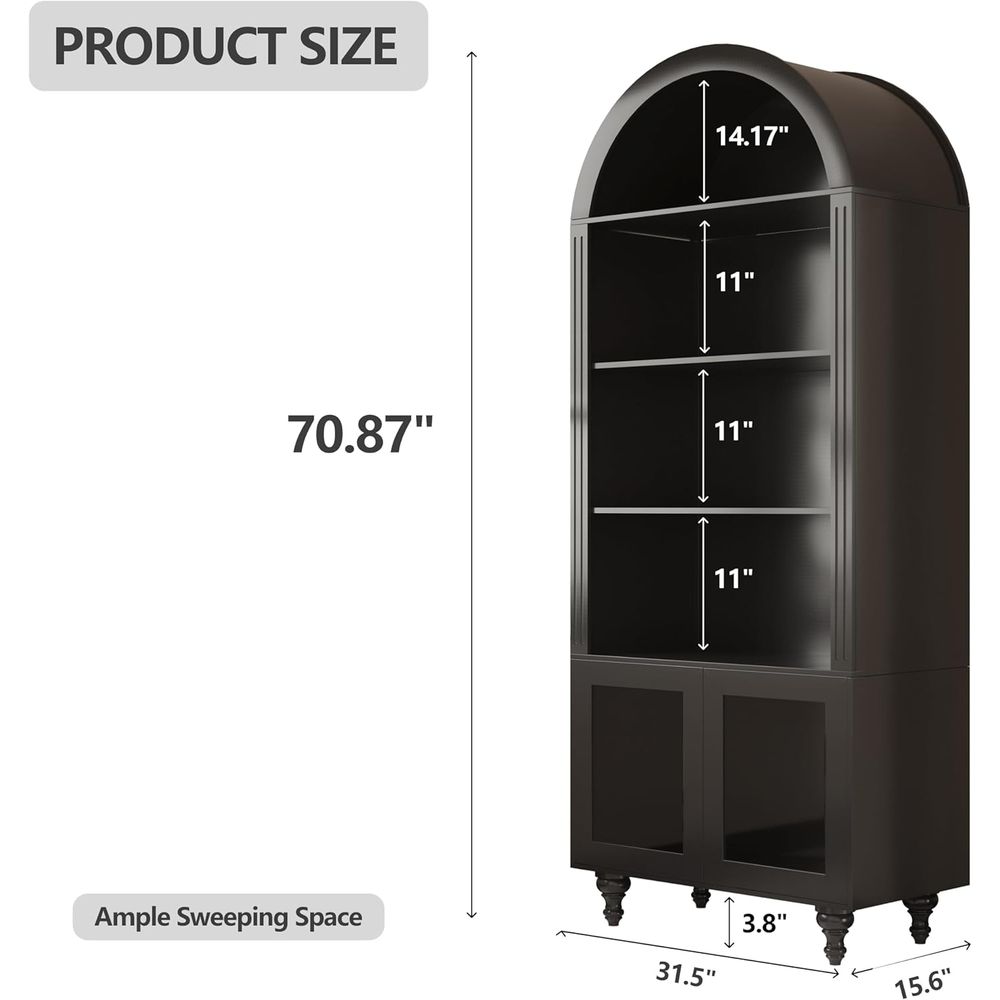Houten gebogen display-opbergk - Glass Cabinet Display recensie en prijs
