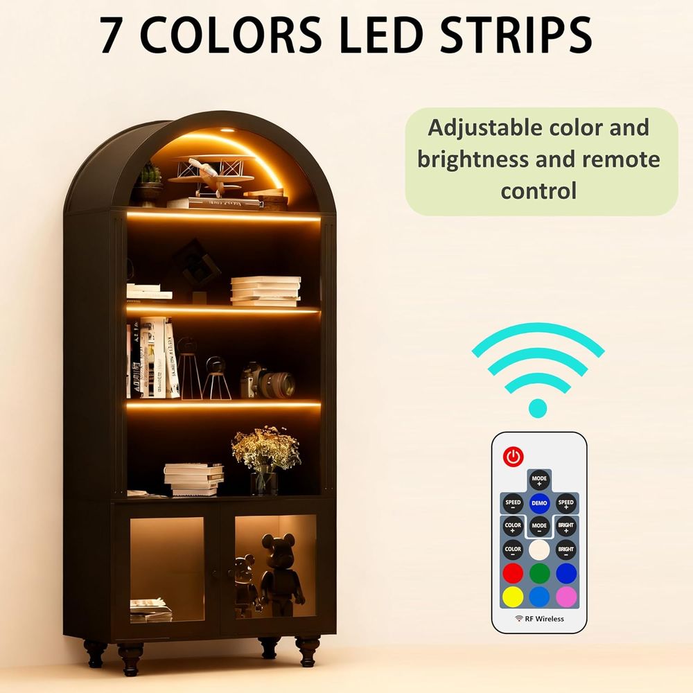 Houten gebogen display-opbergk - Glass Cabinet Display recensie en prijs