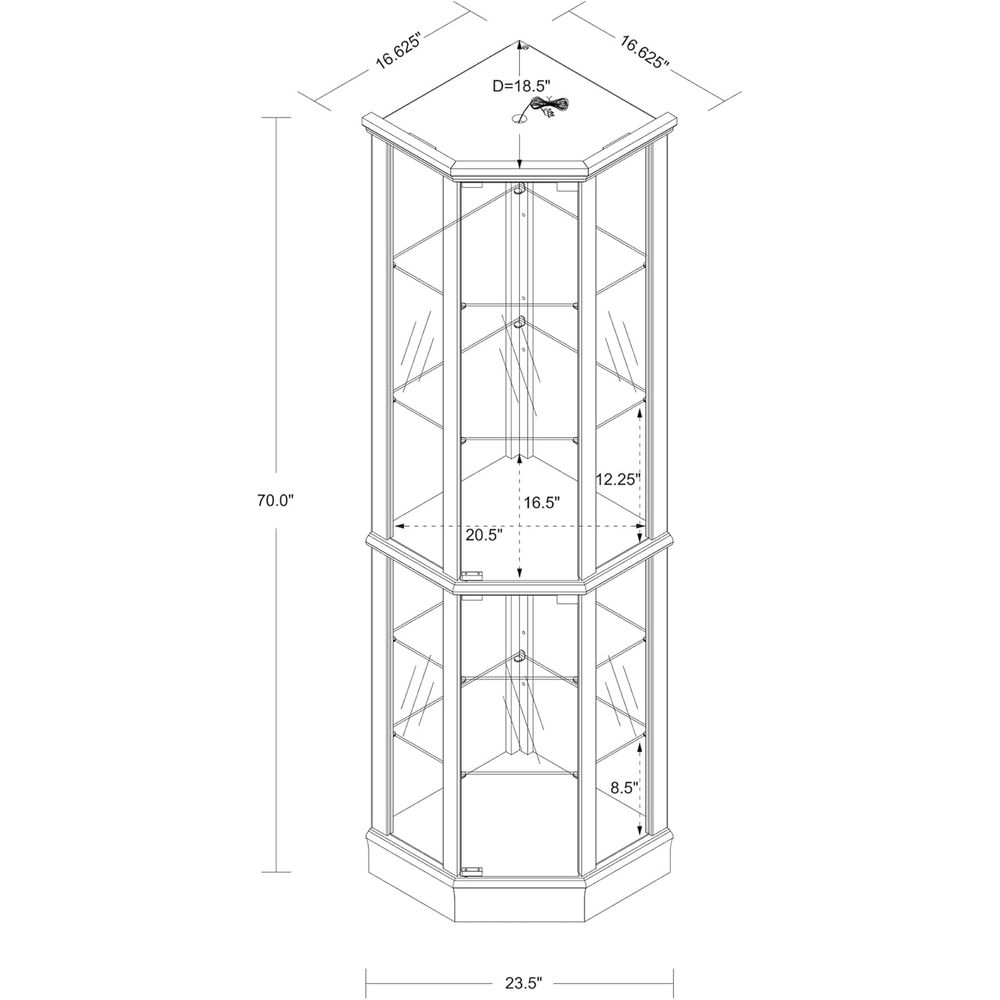 70 inch hoge verlichte glazen  - Glass Cabinet Display recensie en prijs