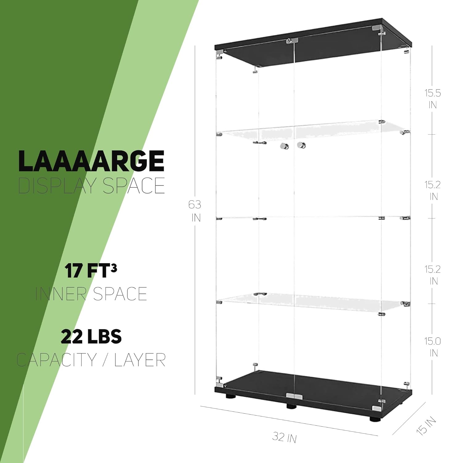 Glazen vitrinekast met 4 plank - Glass Cabinet Display recensie en prijs