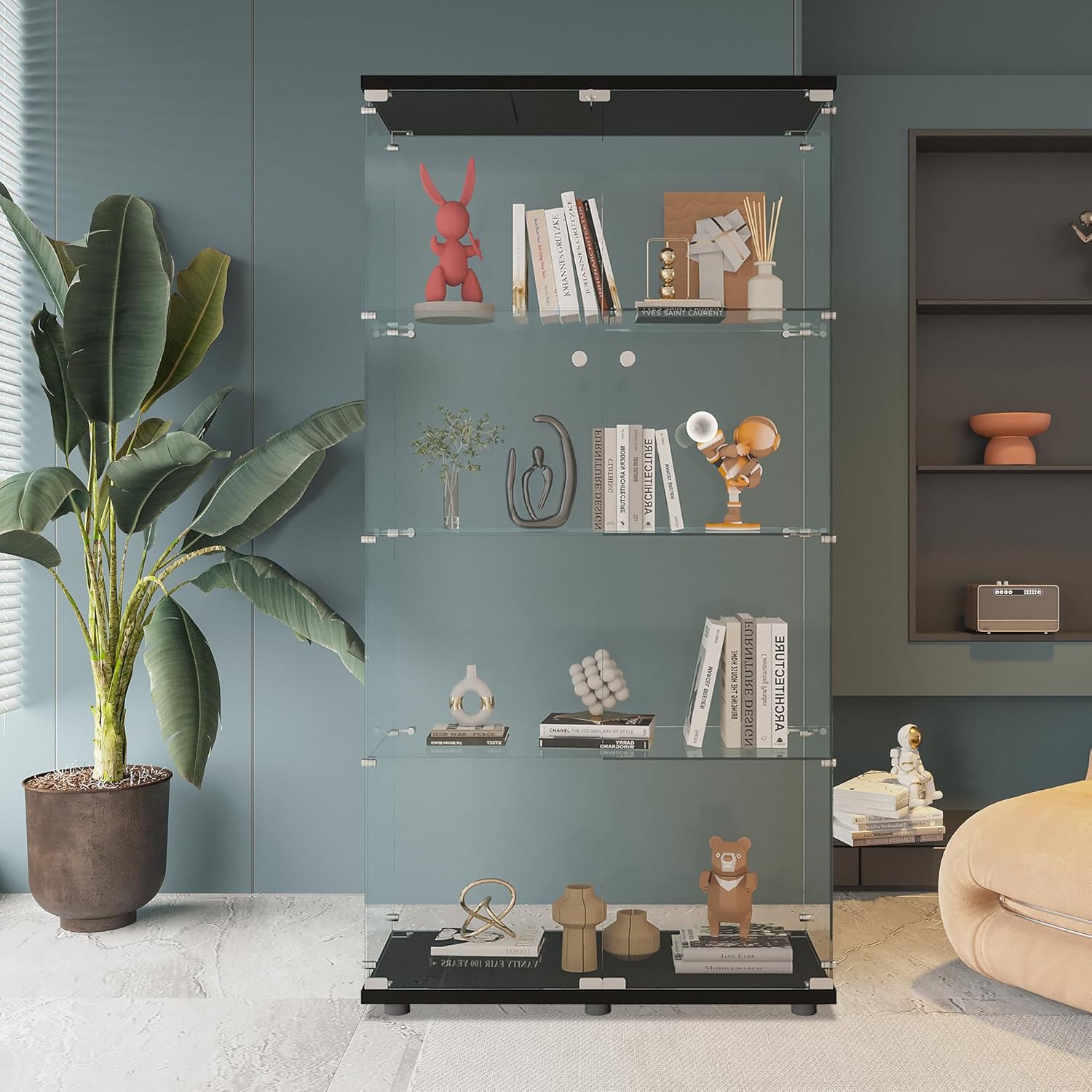 Glazen vitrinekast met 4 plank - Glass Cabinet Display recensie en prijs