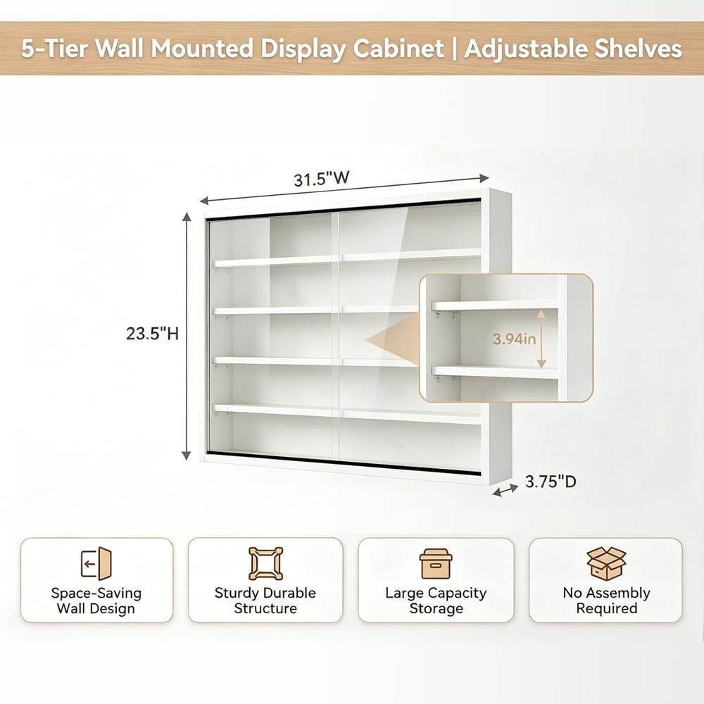 5-laags wandgemonteerde shotgl - Glass Cabinet Display recensie en prijs